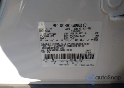 2022 Lincoln Aviator Reserve из США, поврежденный, VIN 5LM5J7XCXNGL18890